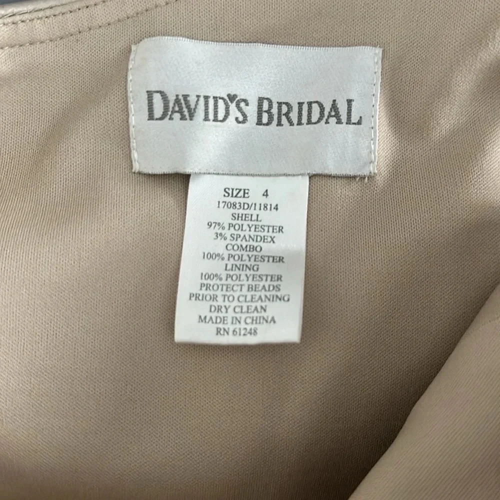 NWT David's‎ Bridal Champagne One Shoulder Party Dress Sz 4 - Picture 7 of 7